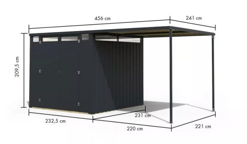 Karibu bádog kerti ház Callisto 2 (98016) antracit