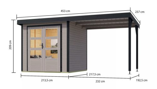 Karibu hibrid kerti ház (93434) világosszürke / antracit