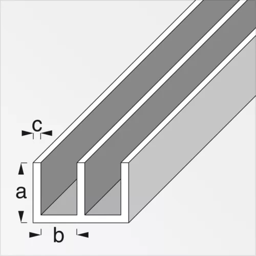 Alfer kettős U-profil, alumínium ezüsteloxált 6x15,9x6x1,3 mm 1m