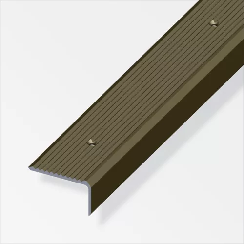 Alfer lépcsőprofil, csavarozható, bordázott, alumínium bronzeloxált, 41x23 mm 1m