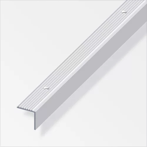 Alfer lépcsőprofil csavarozható, bordázott, alumínium ezüsteloxált 19x20 mm 2m