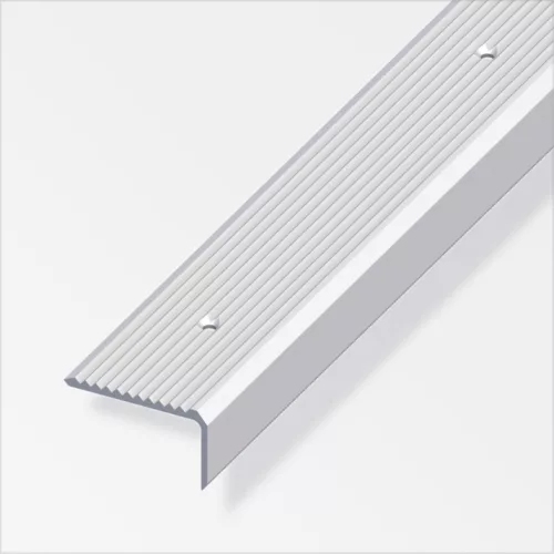 Alfer lépcsőprofil, csavarozható, bordázott, alumínium ezüsteloxált, 41x23 mm 2m