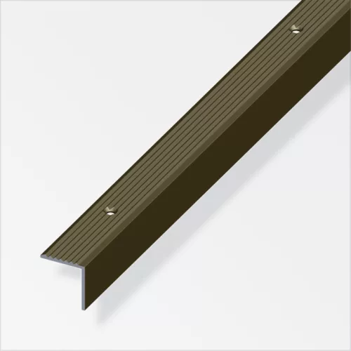 Alfer lépcsőprofil csavarozható, bordázott, alumínium bronzeloxált 19x20 mm 2m