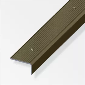 Alfer lépcsőprofil, csavarozható, bordázott, alumínium bronzeloxált, 41x23 mm 2m