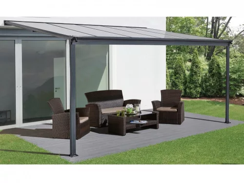 Alumínium pergola Wall 33 antracit + opal PC