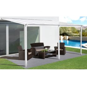 Alumínium pergola Wall 43 fehér + opal PC