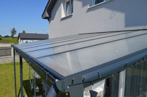 Alumínium pergola Wall 53 antracit + opal PC