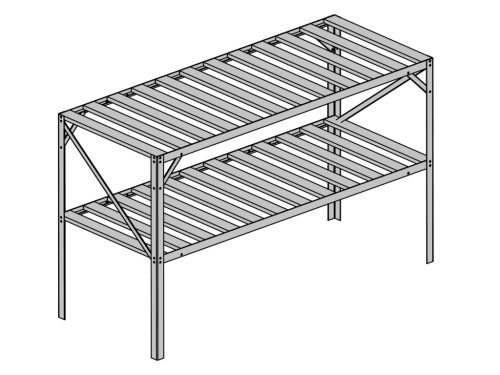 Lanitplast Alumínium állvány 130x50 cm 2 db polccal ezüst GSB2