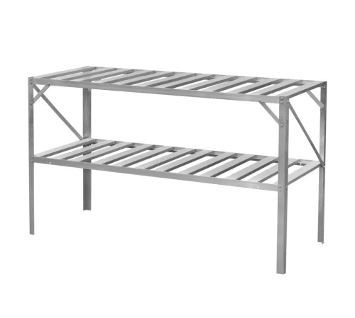 Alumínium állvány 130x50 cm 2 db polccal ezüst GSB2