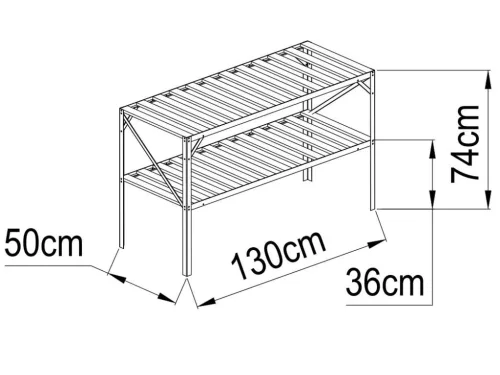 Alumínium állvány 130x50 cm 2 db polccal ezüst GSB2