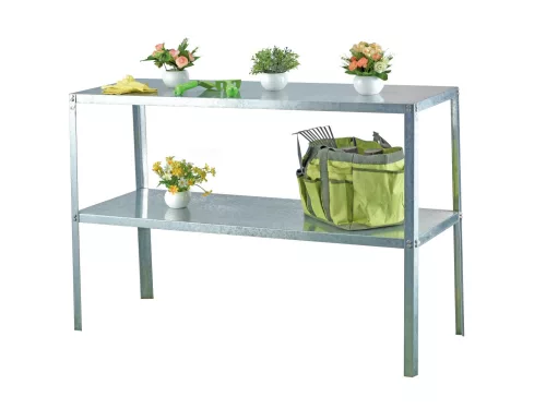 Acél állvány 130x50 cm 2 db polccal ezüst GSD2