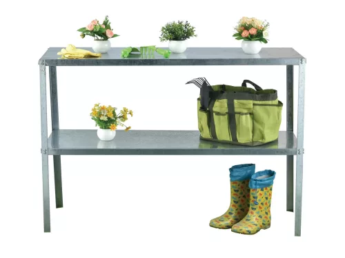 Acél állvány 130x50 cm 2 db polccal ezüst GSD2