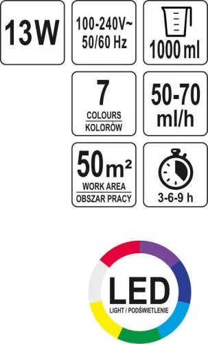 Lund Aroma diffúzor 1000 ml, fehér - távirányítóval