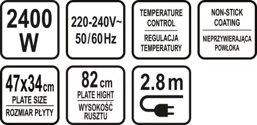 Lund elektromos grill, 2400W
