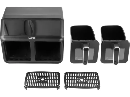 Lund forrólevegős fritőz 2200 W 2×4 L fekete