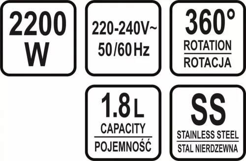 Lund üveg vízforraló LED fénnyel - 1,8L