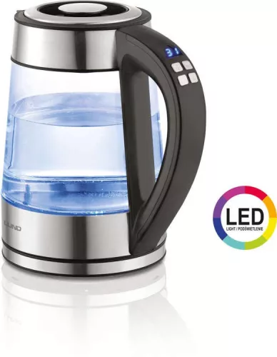 Lund üveg vízforraló LED kijelzővel, hőmérséklet szabályzóval - 1,7L