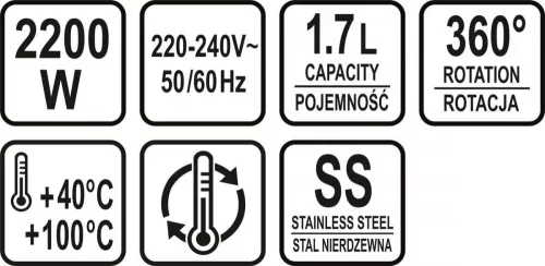 Lund üveg vízforraló LED kijelzővel, hőmérséklet szabályzóval - 1,7L