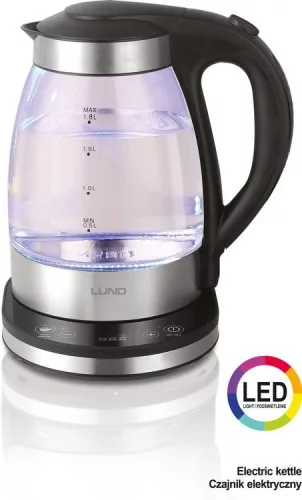 Lund üveg vízforraló LED kijelzővel, hőmérséklet szabályzóval - 1,8L