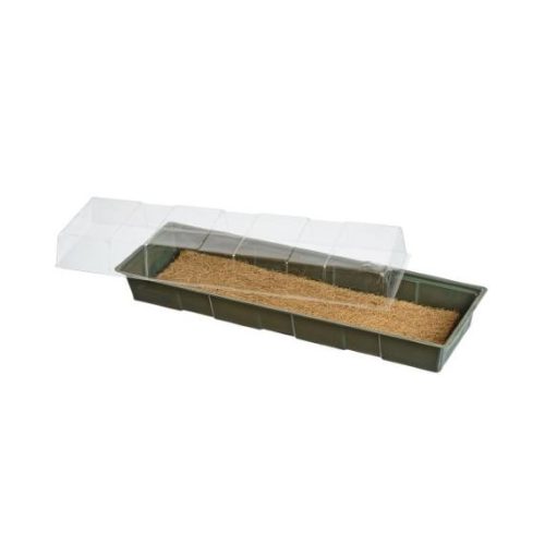 műanyag edény, kókuszrostból készült gyökereztető közeggel 10x49x15,5 cm