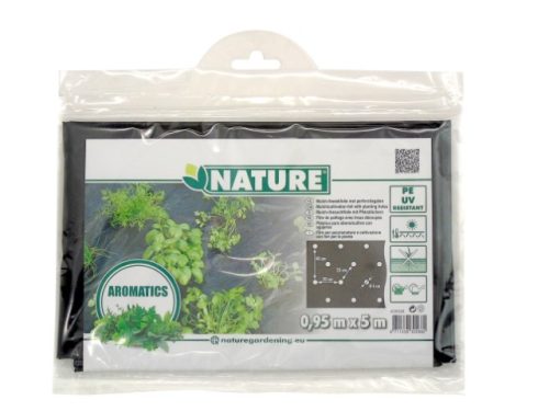 NATURE Takarófólia GYÓGYNÖVÉNYEKHEZ fekete 20 mikron 100x60mm-0,95x5m ,ültetési lyukakkal