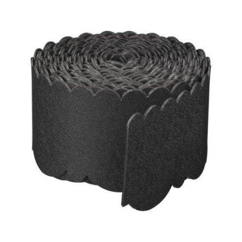 Ágyásszegély, Dekoratív hullámos felső rész, újrahasznosított PE, 3 mm, fekete, 13cmx12m