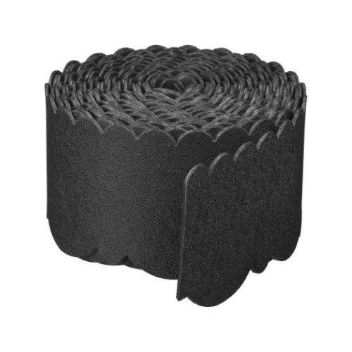 Ágyásszegély, Dekoratív hullámos felső rész, újrahasznosított PE, 3 mm, fekete, 13cmx12m