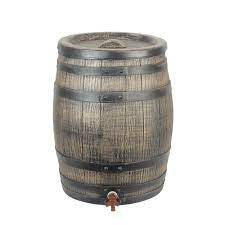 esővízgyüjtő hordó, fa hatású, barna, 50l, H54 x ?42 cm