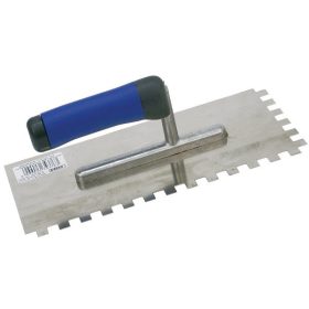 Extol glettelőkanál 13×27cm rozsdamentes csempéző 10×10mm, SOFT gumi nyél