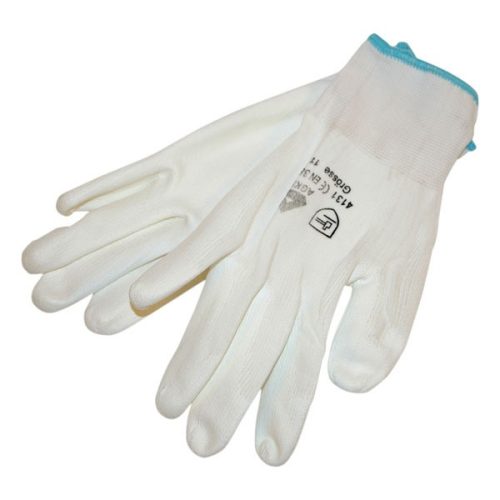 Kötött kesztyű fehér nylon, L-es méret, 9'
