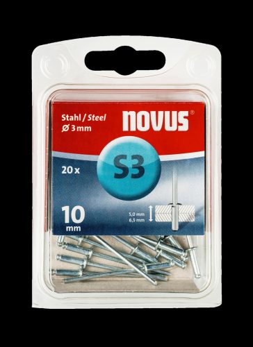 Novus popszegecs S3 x 10 acél 5.0-6.5 20DB