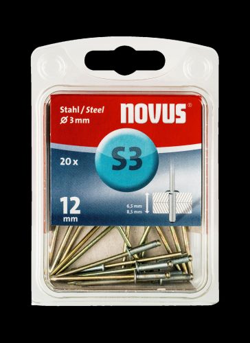 Novus popszegecs S3 x 12 acél 6.5-8.5 20DB