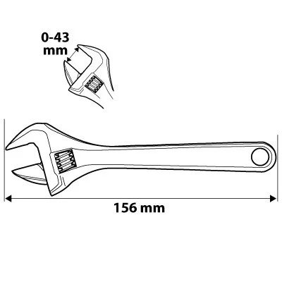 Neo állítható villáskulcs rövid, 156 mm, 0-43 mm