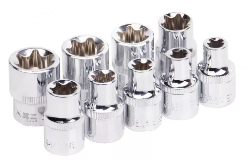 Neo torx dugókulcskészlet 9 részes, 1/2", E10 - T24