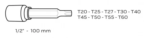 Neo torx kulcs készlet, 9 részes, 1/2", 100 mm
