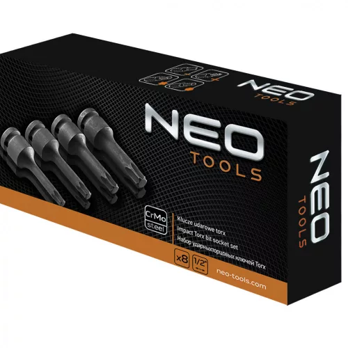 Neo torx bitkészlet gépi, 1/2", 9 részes