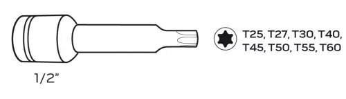 Neo torx bitkészlet gépi, 1/2", 9 részes