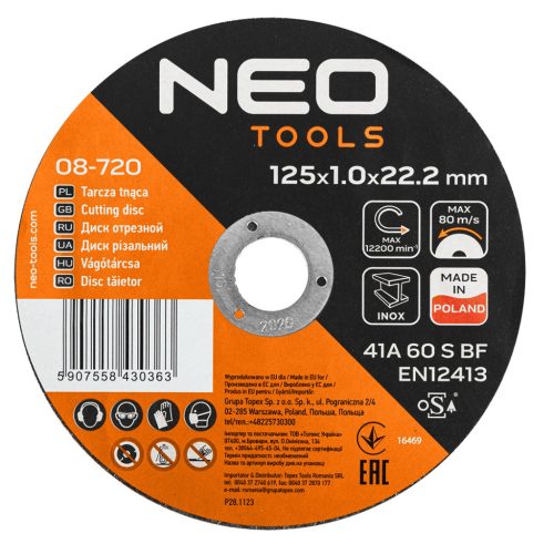 Neo vágókorong 125x1,0x22,2 mm, 25 részes