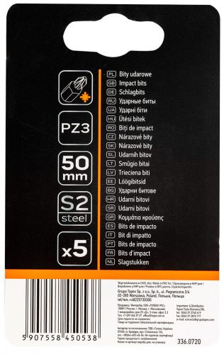 Neo ütvecsavarozó bit, 50 mm, PZ3 - 5 részes
