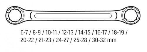Neo csillagkulcs készlet hajlított 12 részes, 6-32 mm