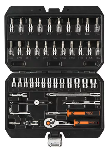 Neo dugókulcs és bitkészlet 1/4", 46 részes