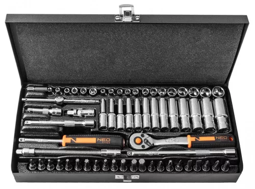 Neo dugókulcs és bitkészlet 1/4", 63 részes