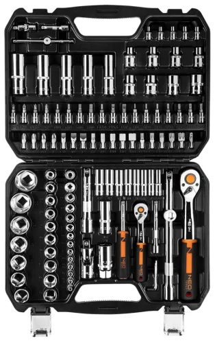 Neo dugókulcs és bitkészlet 1/4", 1/2", 110 részes