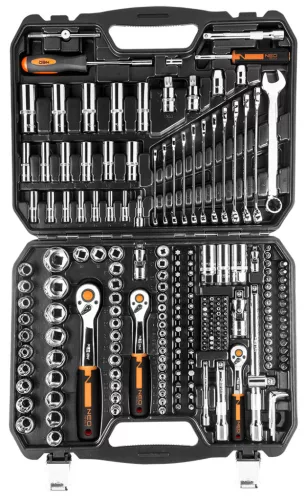 Neo dugókulcs és szerszámkészlet 1/4", 3/8", 1/2", 219 részes