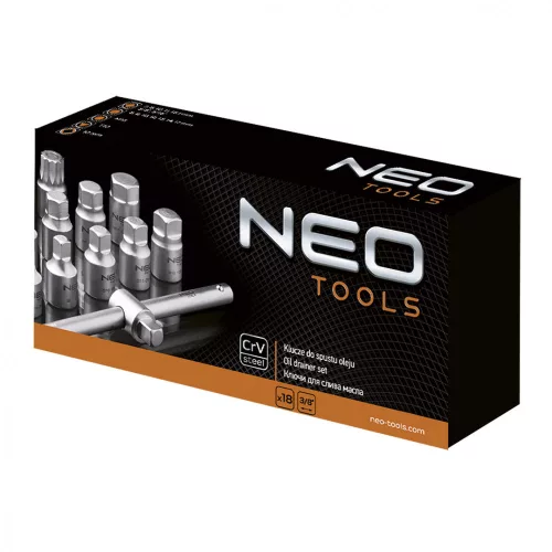 Neo olajleeresztő kulcskészlet 18 részes 3/8"