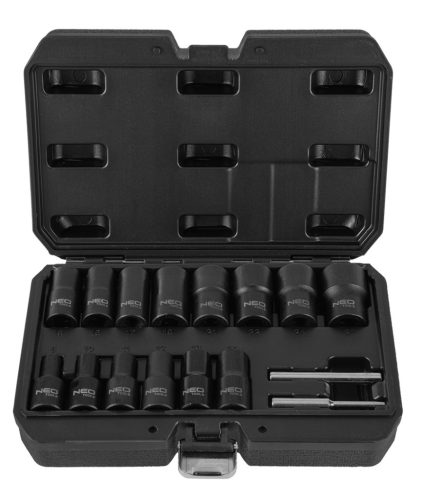 Neo törtcsavarkihajtó készlet, 16 részes 1/2", 8-27 mm