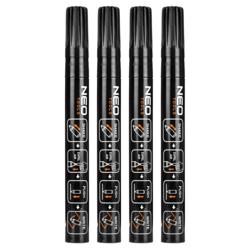 Neo filctoll vastag, fekete, tartós, vízálló, lakk, alumínium, 4 db