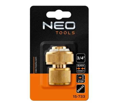 Neo tömlő gyorscsatlakozó vízstoppos 3/4" alumínium, réz