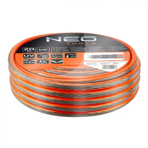 Neo locsolótömlő 1/2"x20 m, 6 rétegű Professional