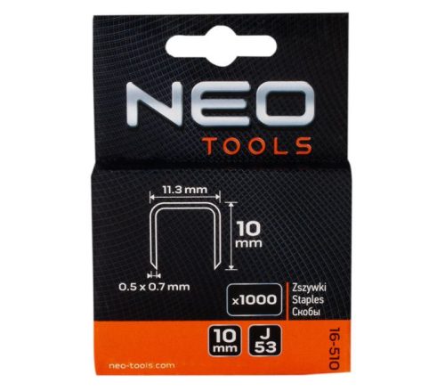 Neo tűzőkapocs, J típus, 10 mm, 1000 db